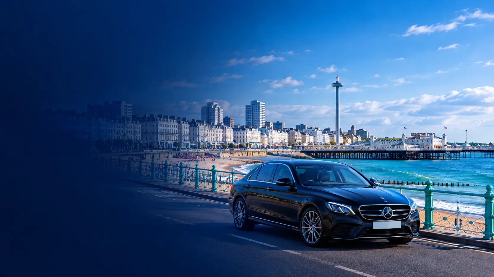 Brighton seafront with Western Cars vehicle